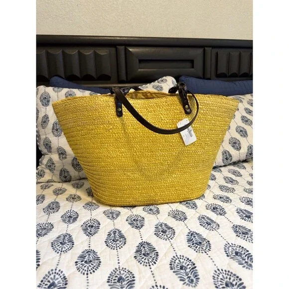 Large Everyday Straw Woven Summer Tote Bag Beach Fashion Handbag Shoulder Purse - Picture 2 of 4